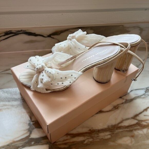 Loeffler Randall Camellia Pearl Rhinestone Bow Heels - Sz 10 - Picture 2 of 4